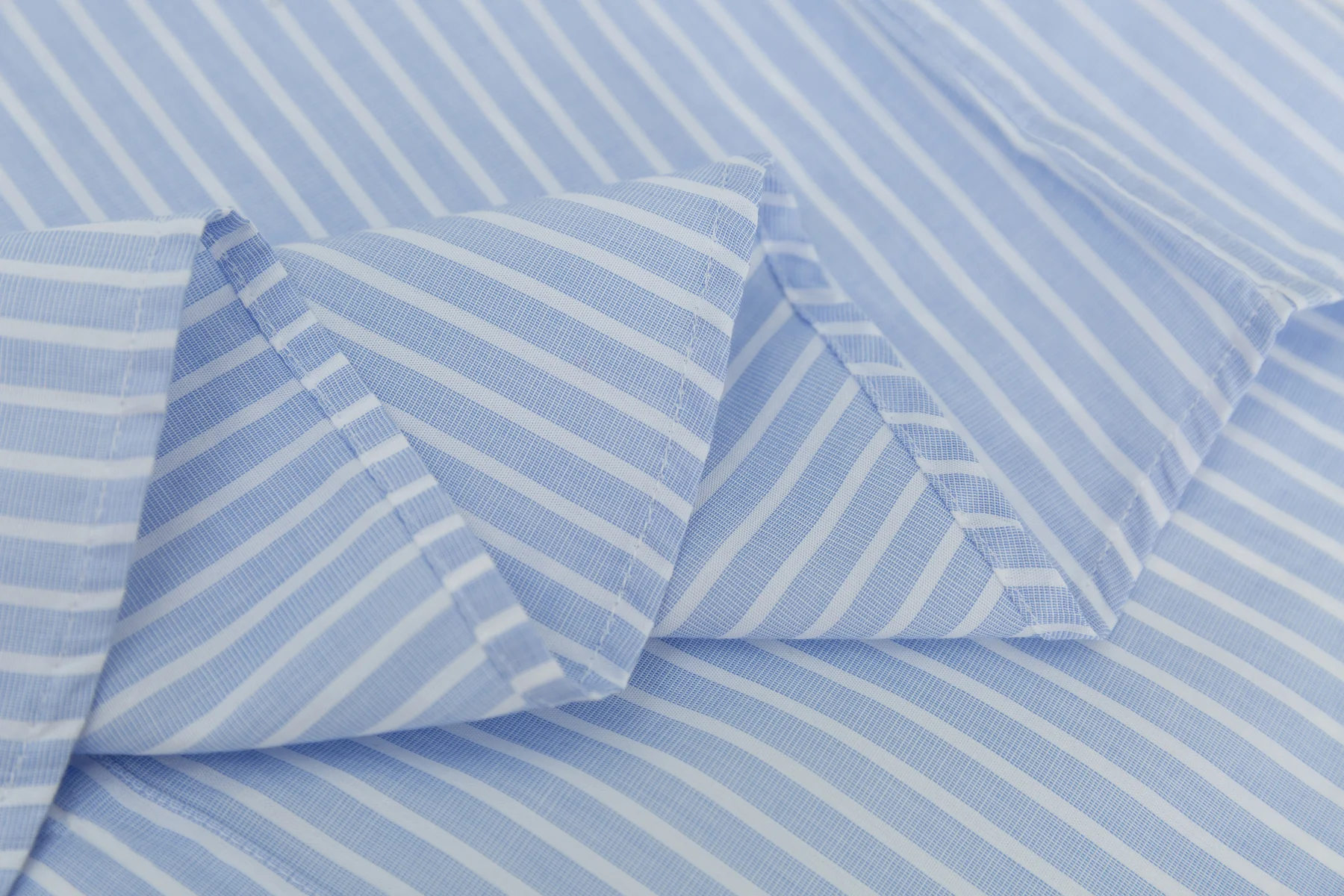 Close-up of blue striped shirting fabric