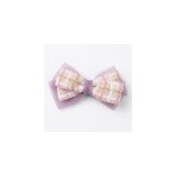 Blush Plaid Ribbon Bow hair accessory on white background view 1