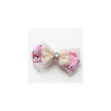 Pink Garden Pearl Bow hair accessory on white background view 2