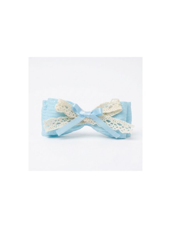 Powder Blue Lace Tail Bow