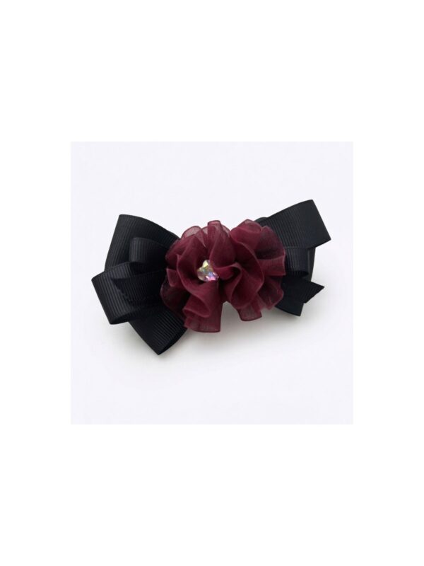 Burgundy Blossom Black Bow