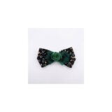 Emerald Rose Floral Bow hair accessory on white background view 2
