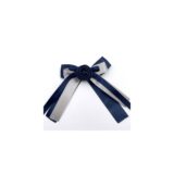 Navy Long Tail Ribbon Bow hair accessory on white background view 1
