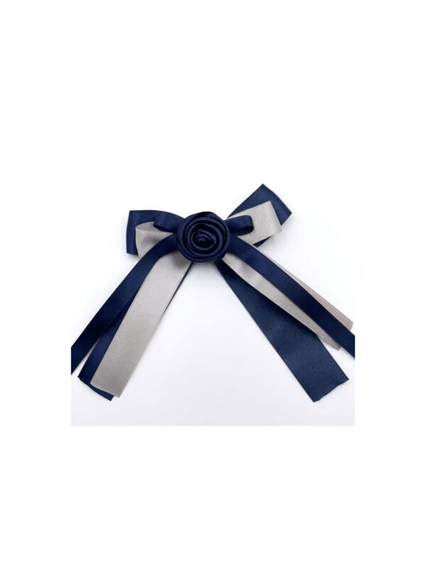 Navy Long Tail Ribbon Bow