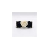 Ivory Camellia Velvet Bow hair accessory on white background view 1