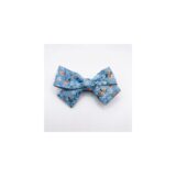 Blue Floral Classic Bow hair accessory on white background view 1