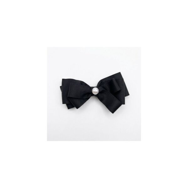 Noir Pearl Bow hair accessory on white background view 1