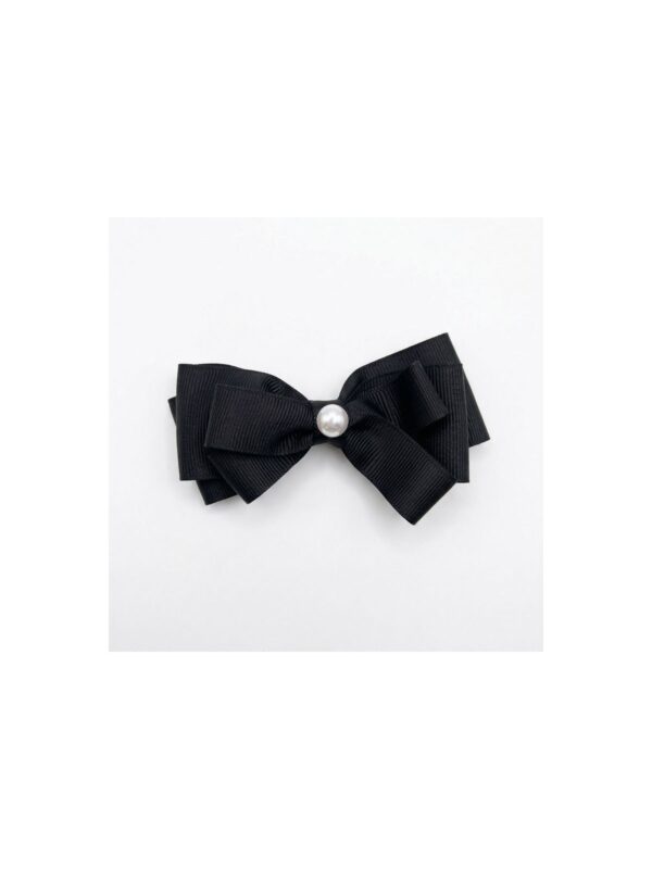 Noir Pearl Bow hair accessory on white background view 1