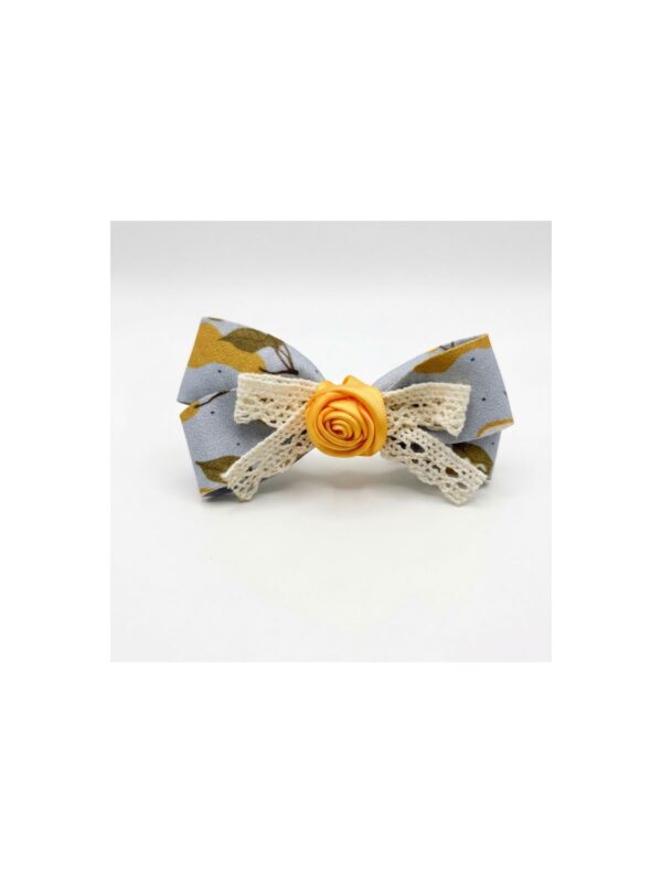 Grey Rose Lace Bow