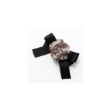 Taupe Rose Black Ribbon Clip hair accessory on white background view 1
