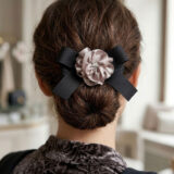 taupe rose black ribbon clip lifestyle gallery image 1