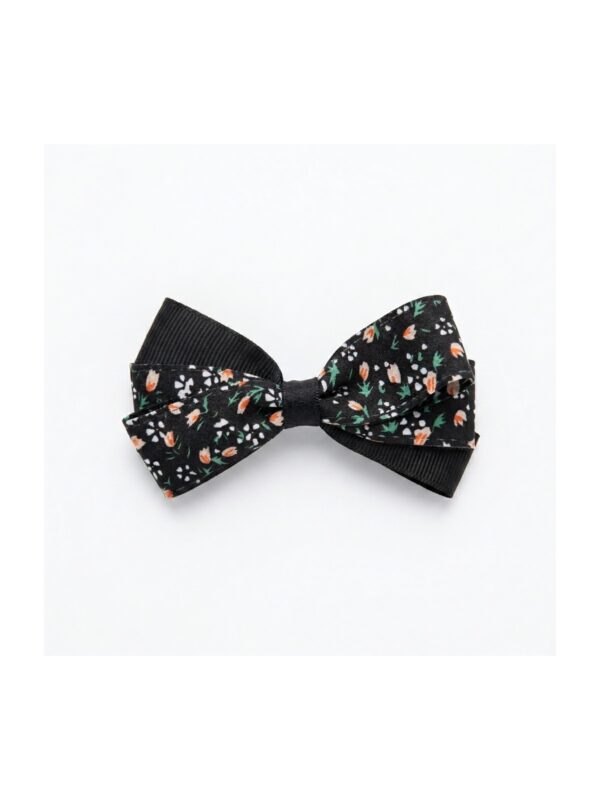 Black Ditsy Floral Ribbon Bow