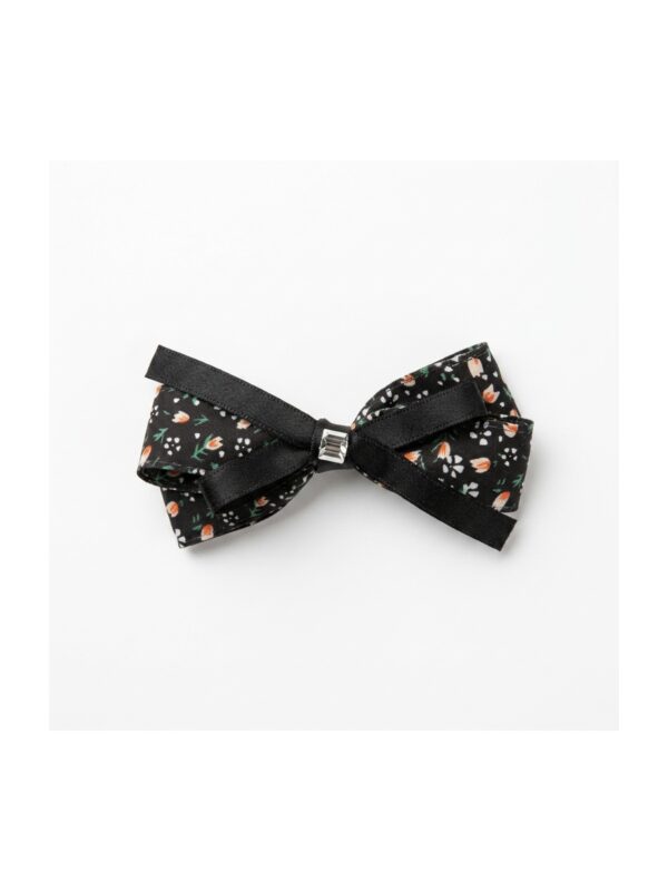 Black Ditsy Tail Grosgrain Bow