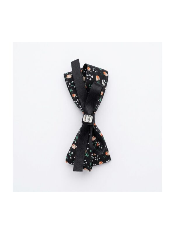 Black Floral Ribbon Tie Bow