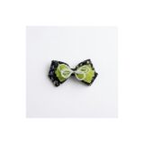 Black and lime lace bow hair clip on white background view 1