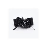 Black mesh brooch bow hair clip on white background view 1
