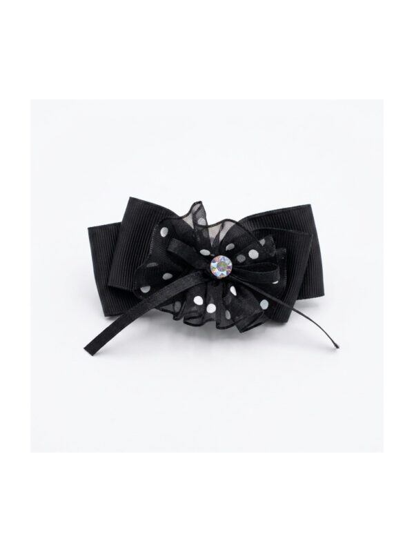 Black mesh brooch bow hair clip on white background view 1