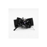 Black mesh brooch bow hair clip on white background view 2