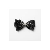 Black pearl lace layered bow hair clip on white background view 1