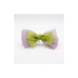 Lime and lilac organza bow hair clip on white background view 1