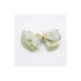 Mint organza butterfly bow hair clip on white background view 1